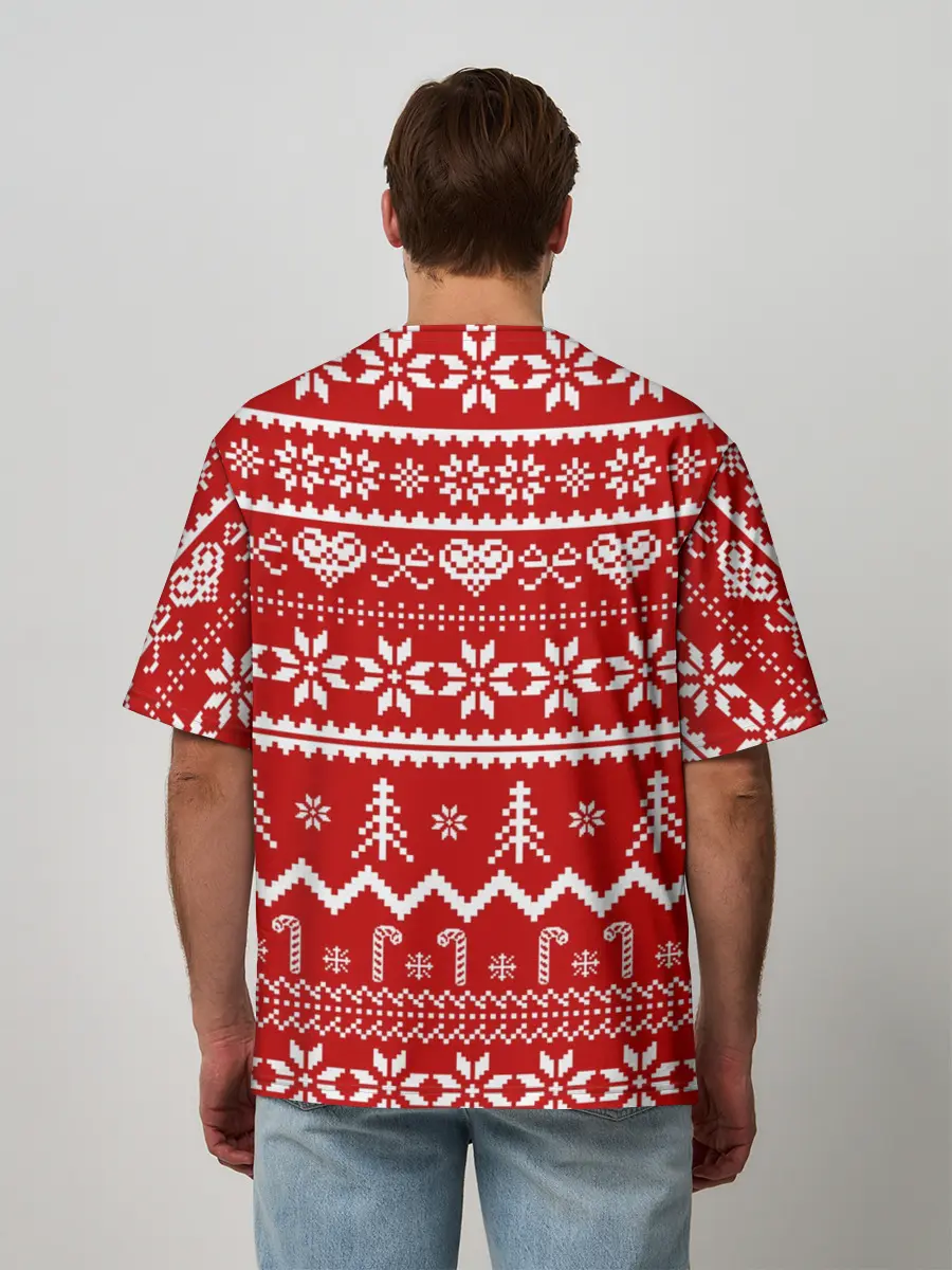 Мужская футболка оверсайз / Праздничный новогодний узор