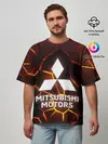 Мужская футболка оверсайз / 3D плиты с подсветкой | Митсубиси