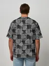 Мужская футболка оверсайз / Черно-серый клетчатый узор