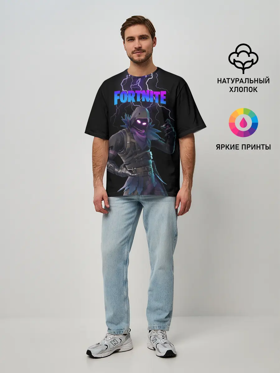 Мужская футболка оверсайз / Raven Fortnite