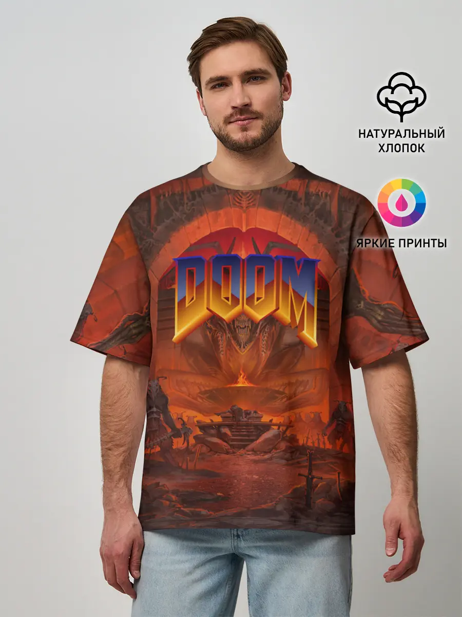 Мужская футболка оверсайз / DOOM | ДУМ