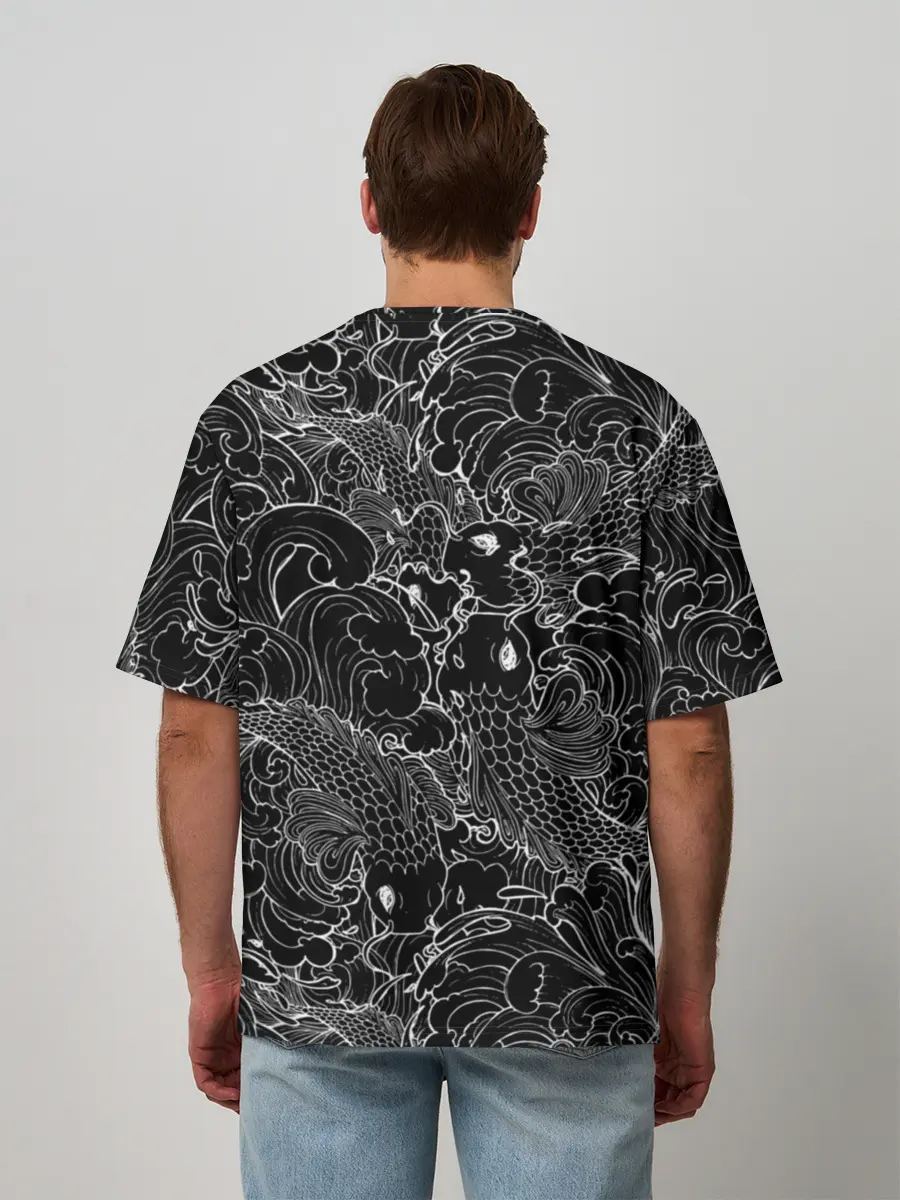 Мужская футболка оверсайз / Карпы кои