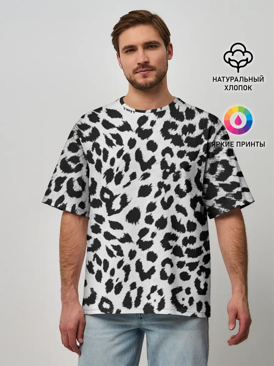 Мужская футболка оверсайз / ЯГУАР ТЕКСТУРА