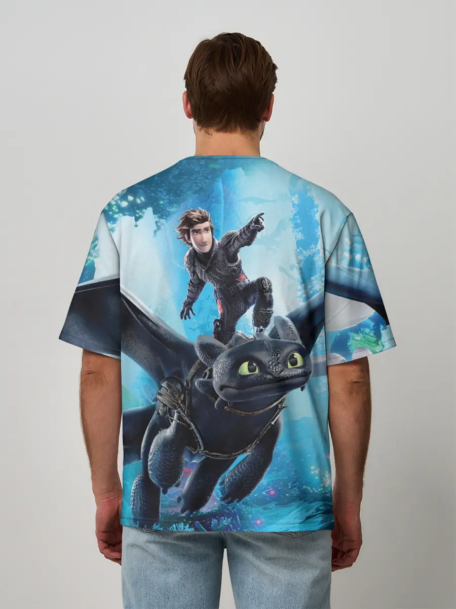 Мужская футболка оверсайз / Как приручить дракона 3