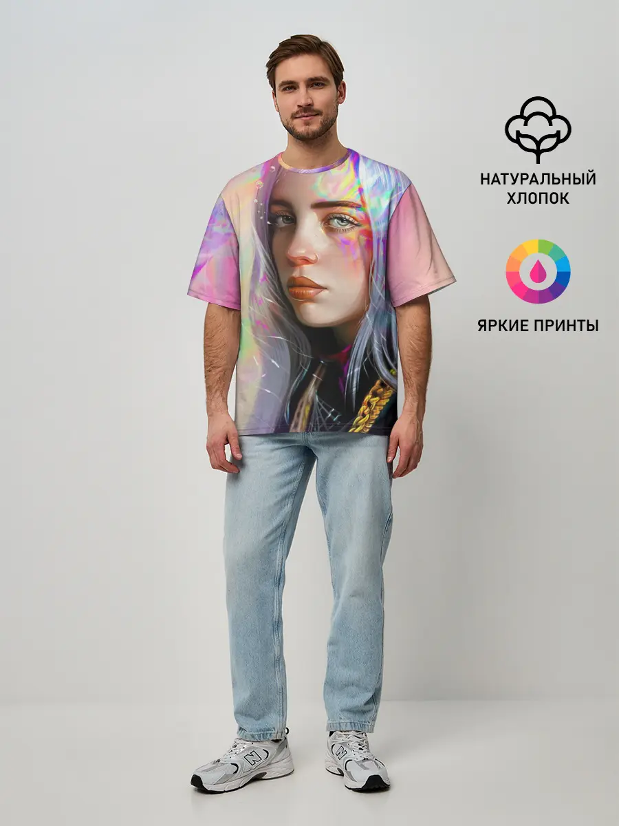 Мужская футболка оверсайз / Billie Pinky Wave