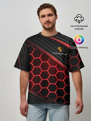 Мужская футболка оверсайз / PORSCHE | ПОРШЕ