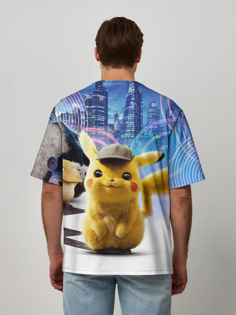 Мужская футболка оверсайз / Детектив Пикачу