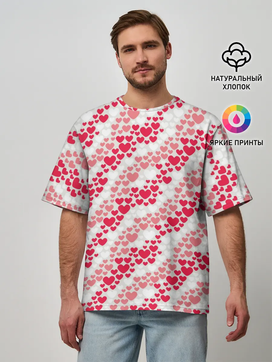 Мужская футболка оверсайз / Волны Любви