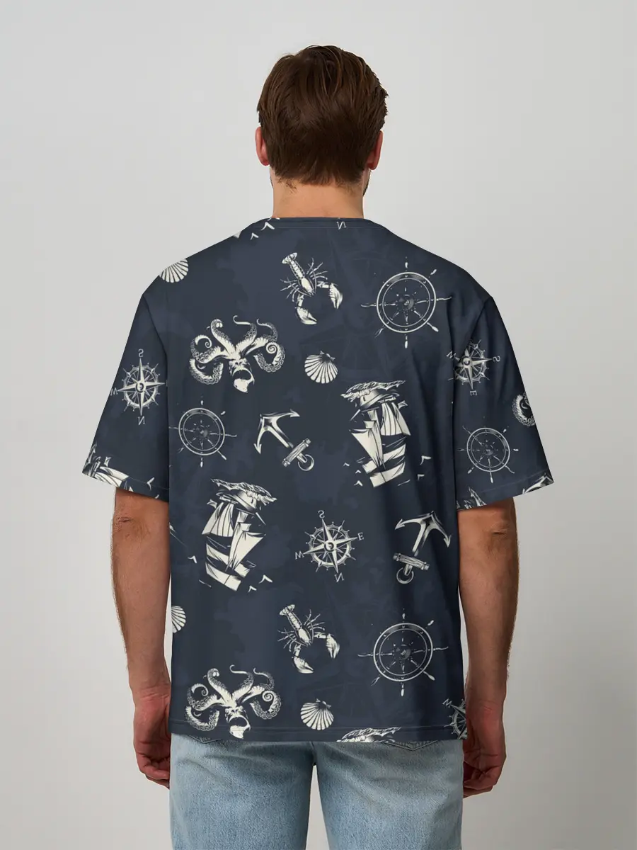 Мужская футболка оверсайз / Nautical art