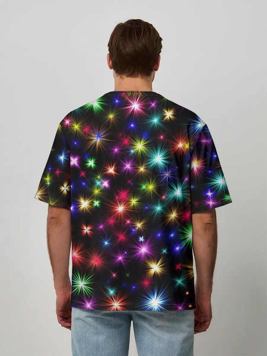 Мужская футболка оверсайз / Яркие звезды