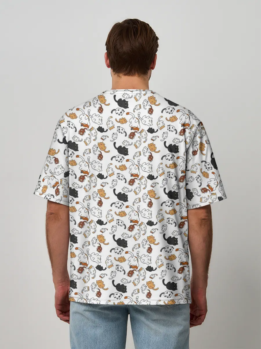 Мужская футболка оверсайз / Котики