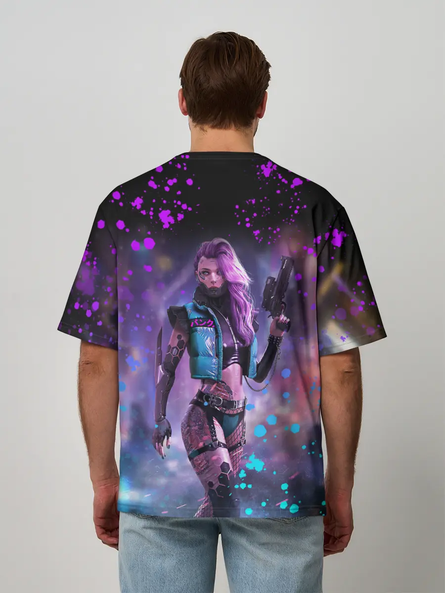 Мужская футболка оверсайз / CYBERPUNK 2077 NEON | КИБЕРПАНК НЕОН