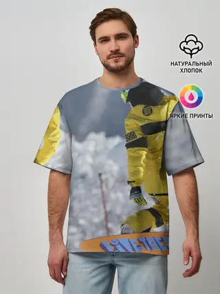 Мужская футболка оверсайз / сноубордист