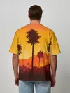 Мужская футболка оверсайз / Лето, Пальмы, вечер