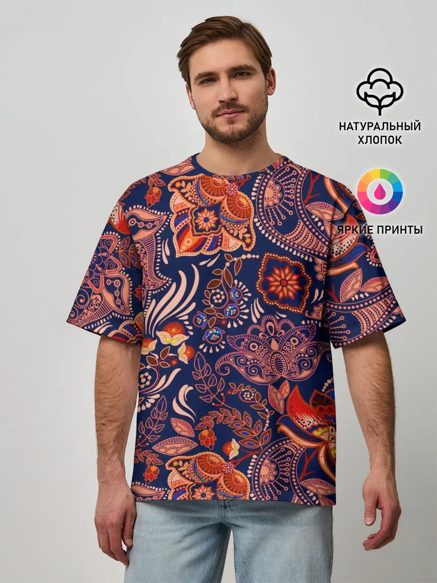 Мужская футболка оверсайз / Ornament-$