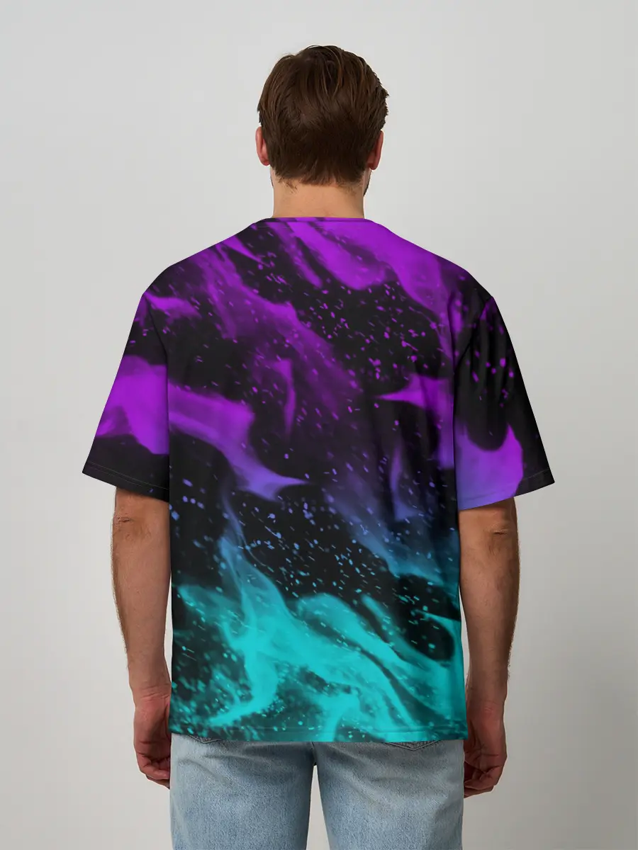 Мужская футболка оверсайз / НЕОНОВЫЙ ОГОНЬ