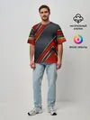 Мужская футболка оверсайз / Black & Red 3D