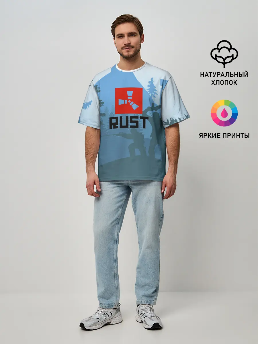 Мужская футболка оверсайз / Выживалка Раст