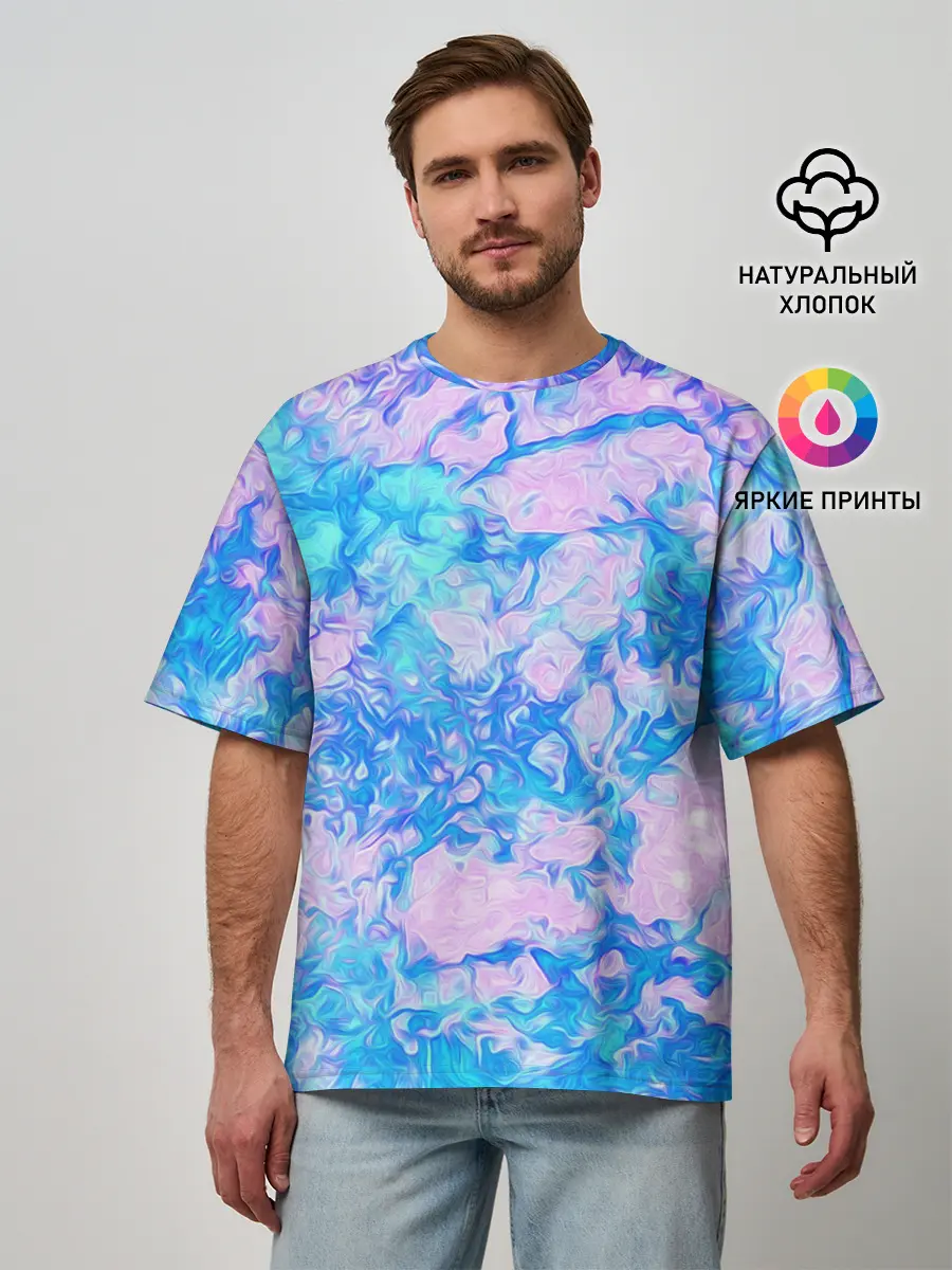 Мужская футболка оверсайз / Нежные краски