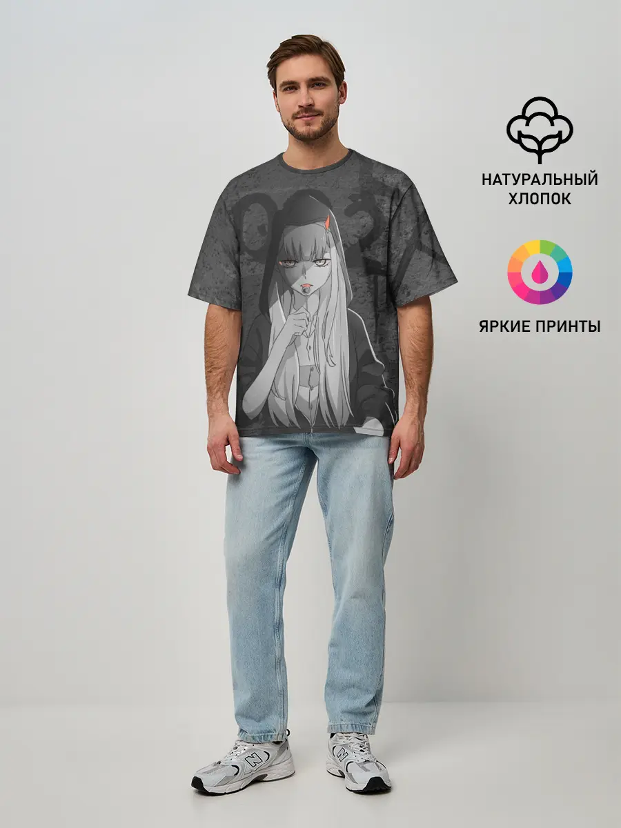 Мужская футболка оверсайз / Zero Two Меланхолия