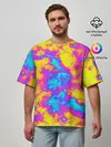 Мужская футболка оверсайз / Яркая абстракция космических красок