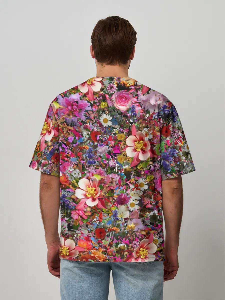 Мужская футболка оверсайз / Разные цветы