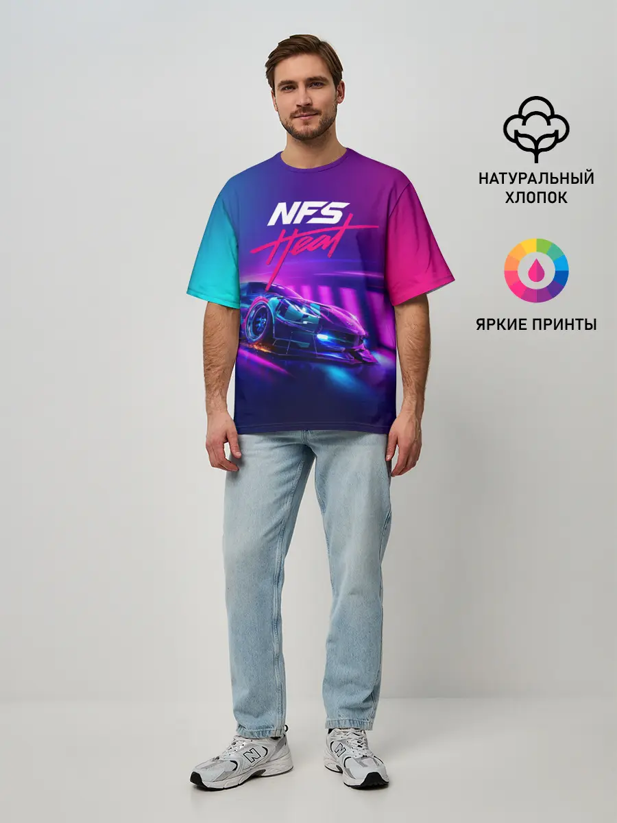 Мужская футболка оверсайз / NEED FOR SPEED - HEAT