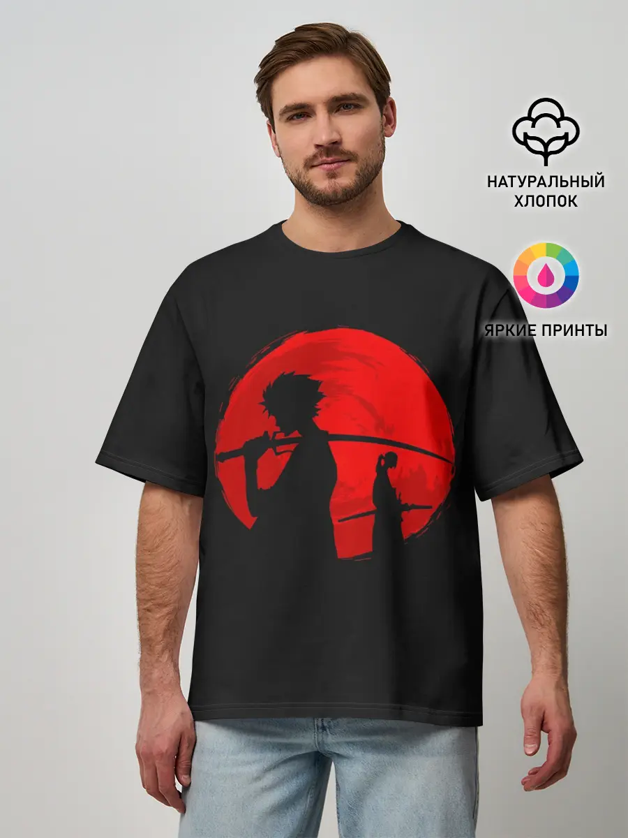 Мужская футболка оверсайз / Samurai Sunset