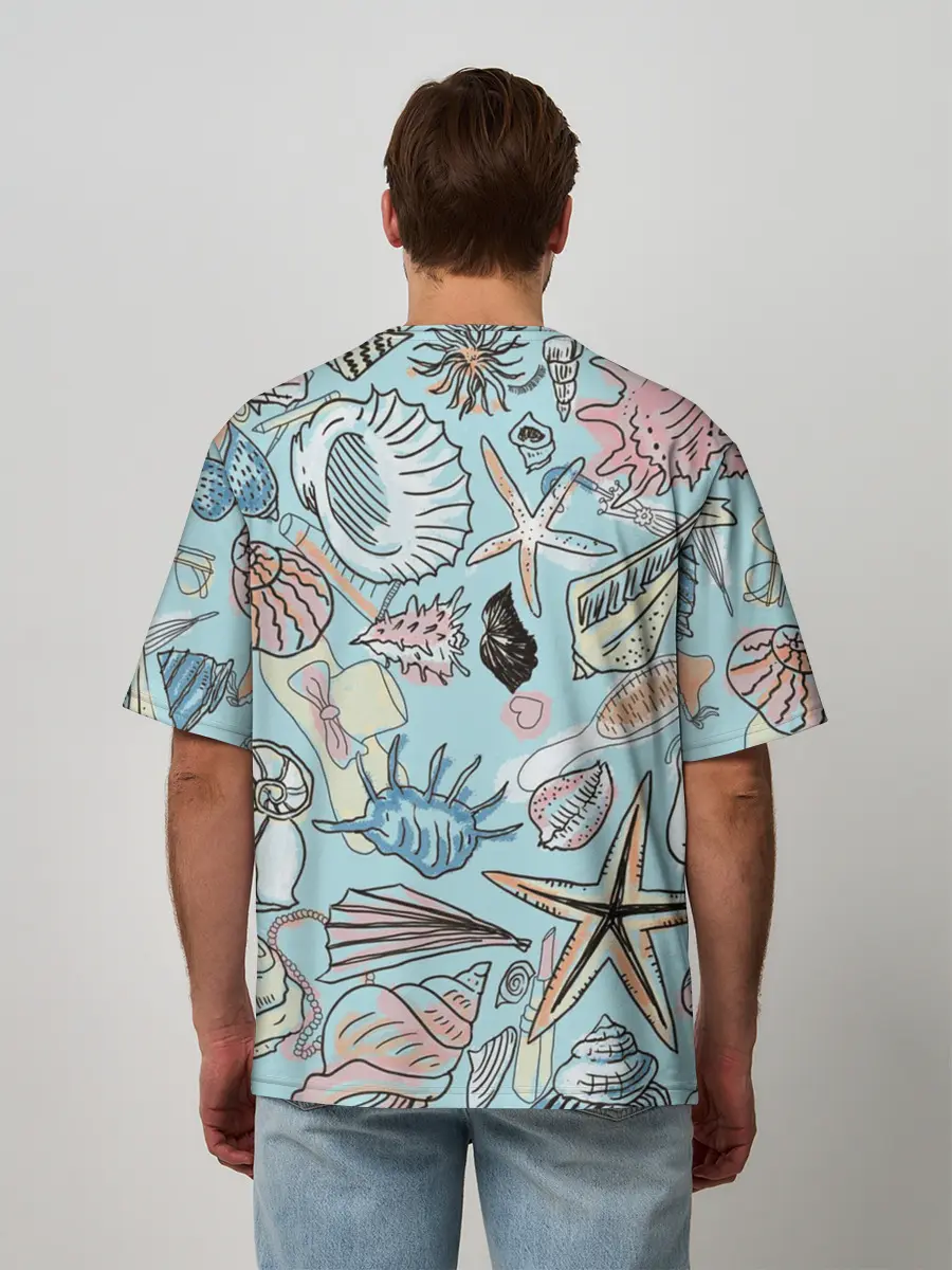 Мужская футболка оверсайз / Морские обитатели