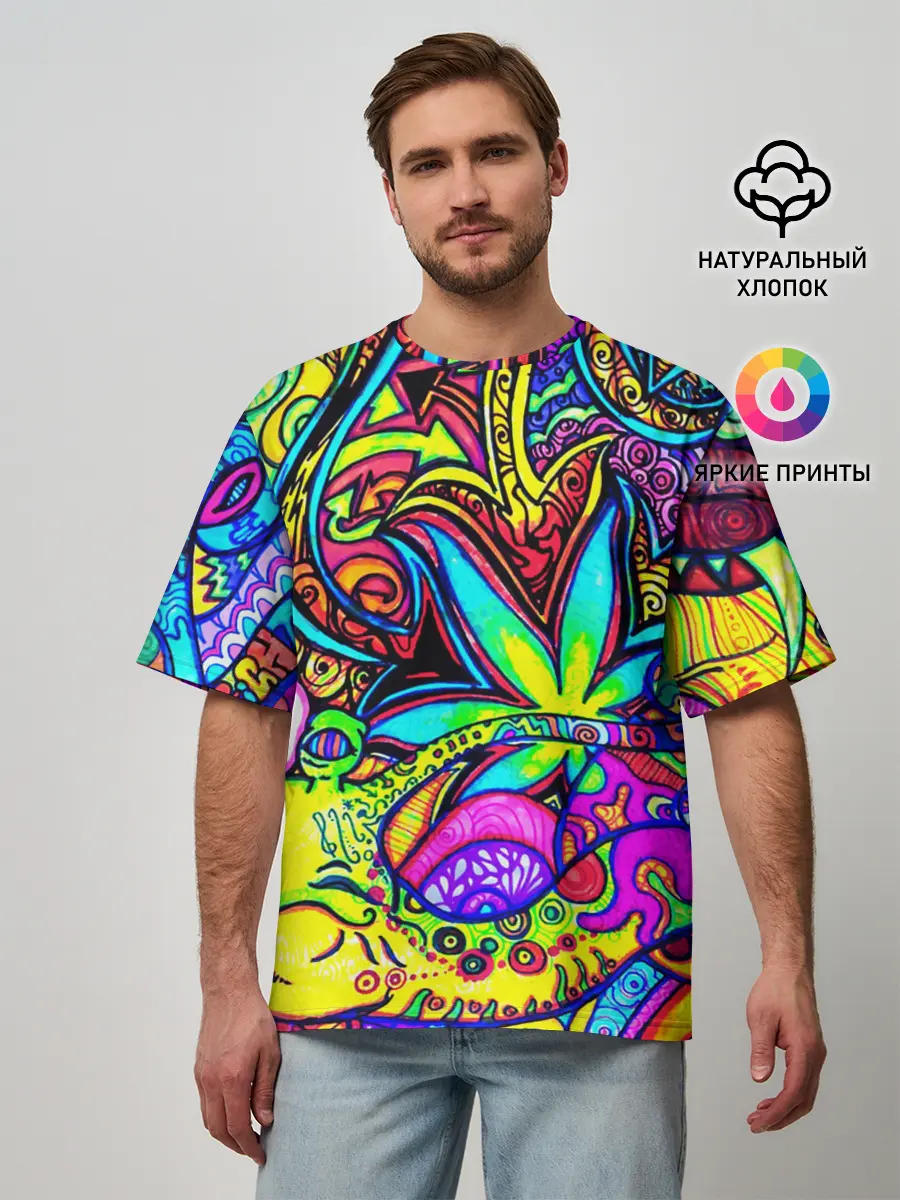 Мужская футболка оверсайз / PSY ABSTRACTION