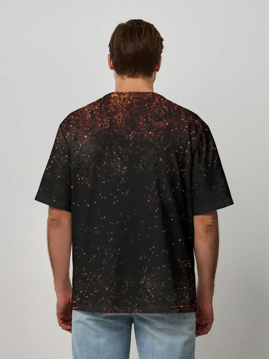 Мужская футболка оверсайз / Сайтама в огне | One Punch-Man