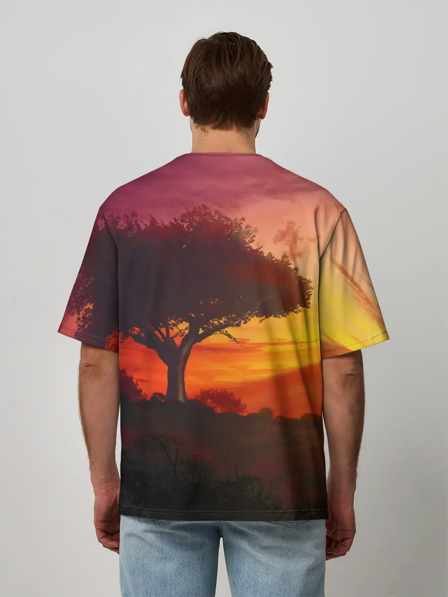 Мужская футболка оверсайз / СОЛНЦЕ НАД АФРИКОЙ
