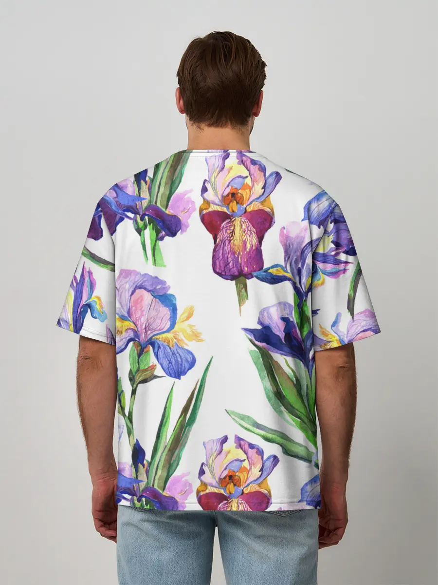 Мужская футболка оверсайз / Ирисы
