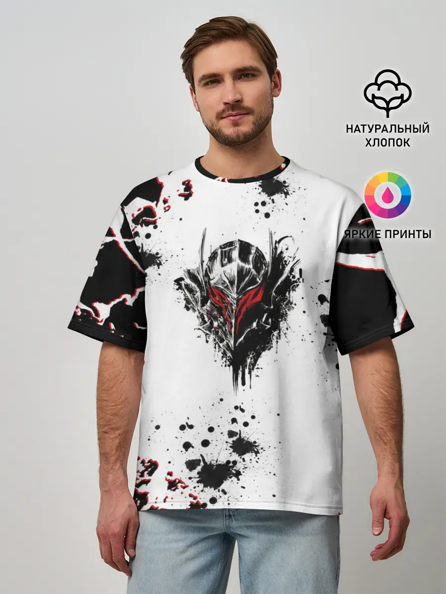 Мужская футболка оверсайз / Берсерк черная маска.