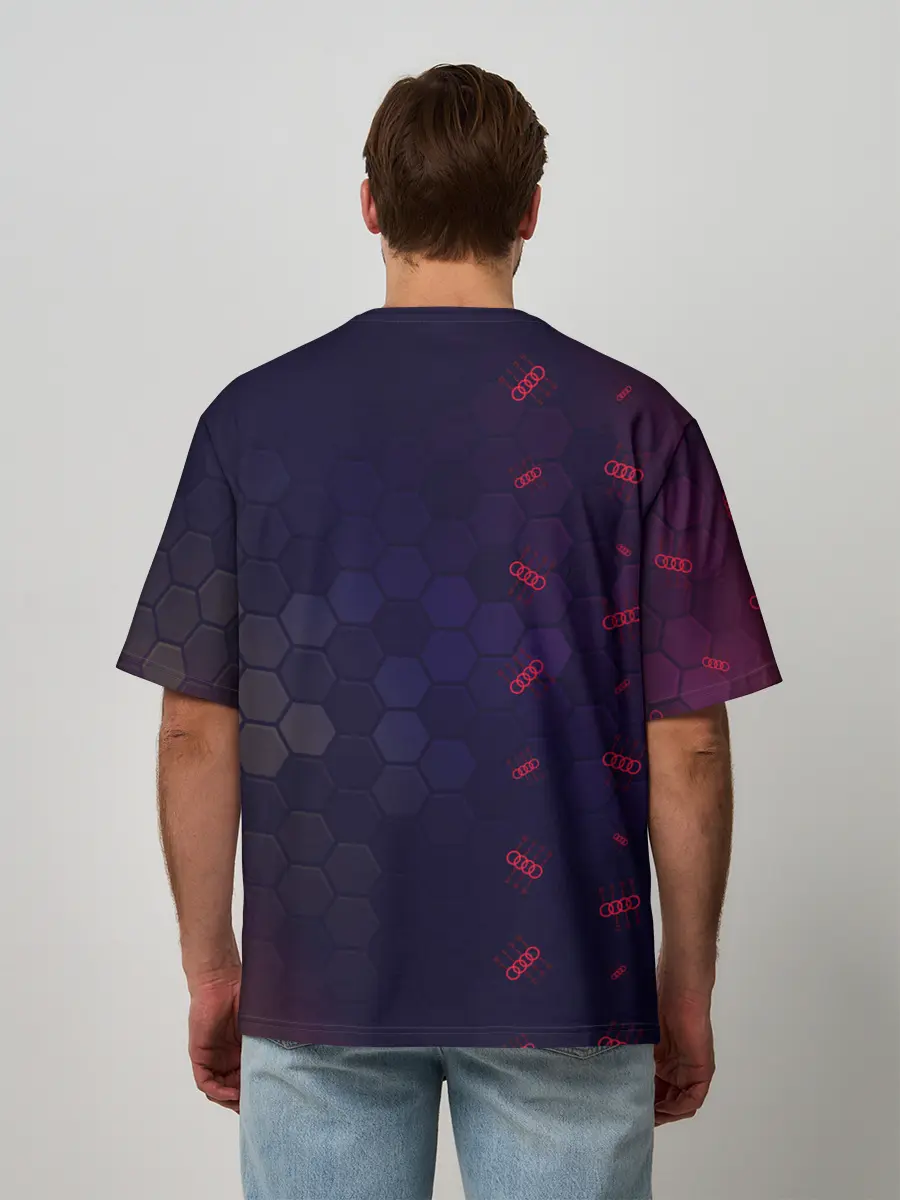 Мужская футболка оверсайз / Audi - Gearbox - Hexagon