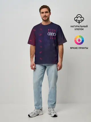 Мужская футболка оверсайз / Audi - Gearbox - Hexagon