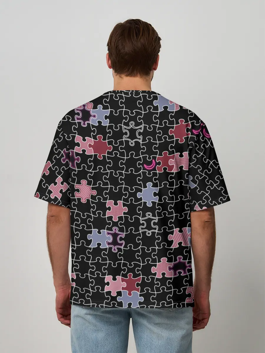 Мужская футболка оверсайз / Пазлы Винтажный стиль
