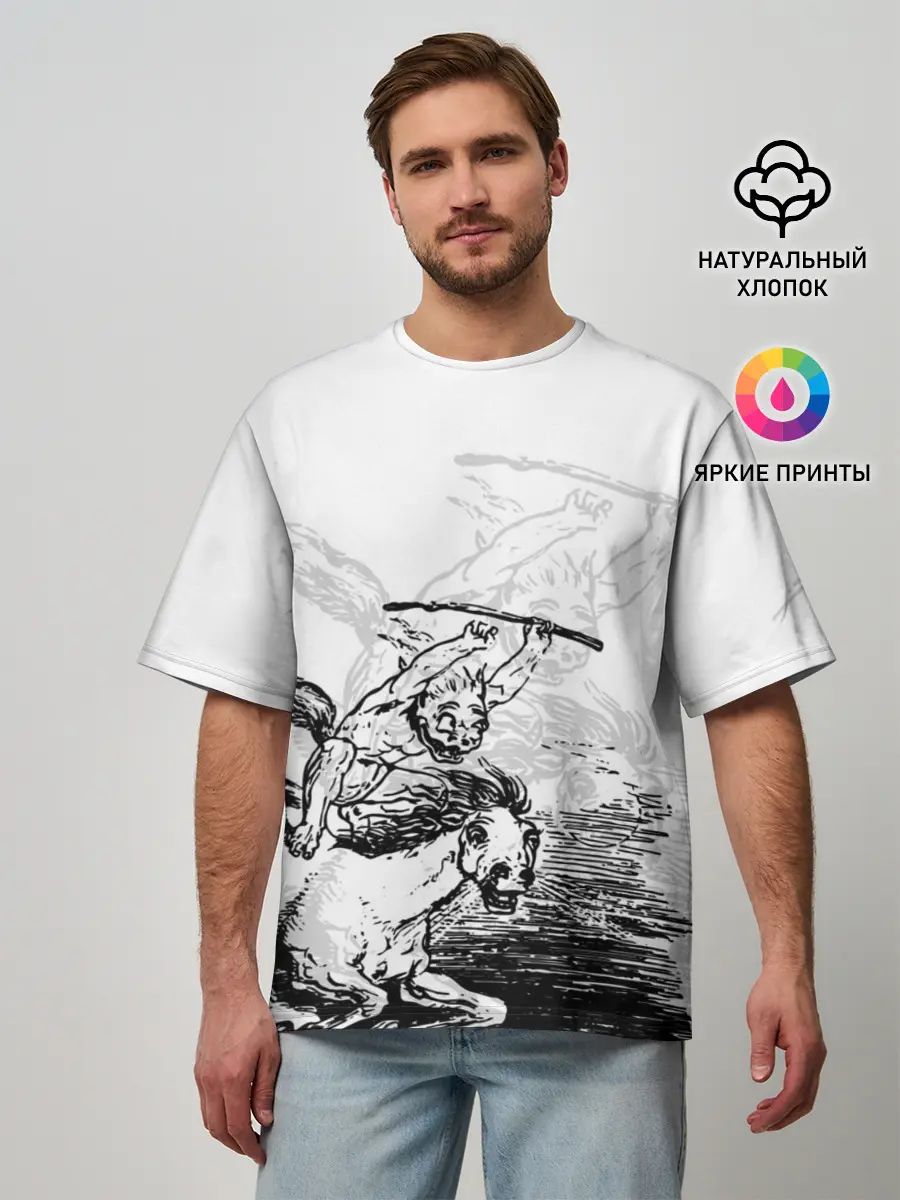 Мужская футболка оверсайз / A demon on a horse