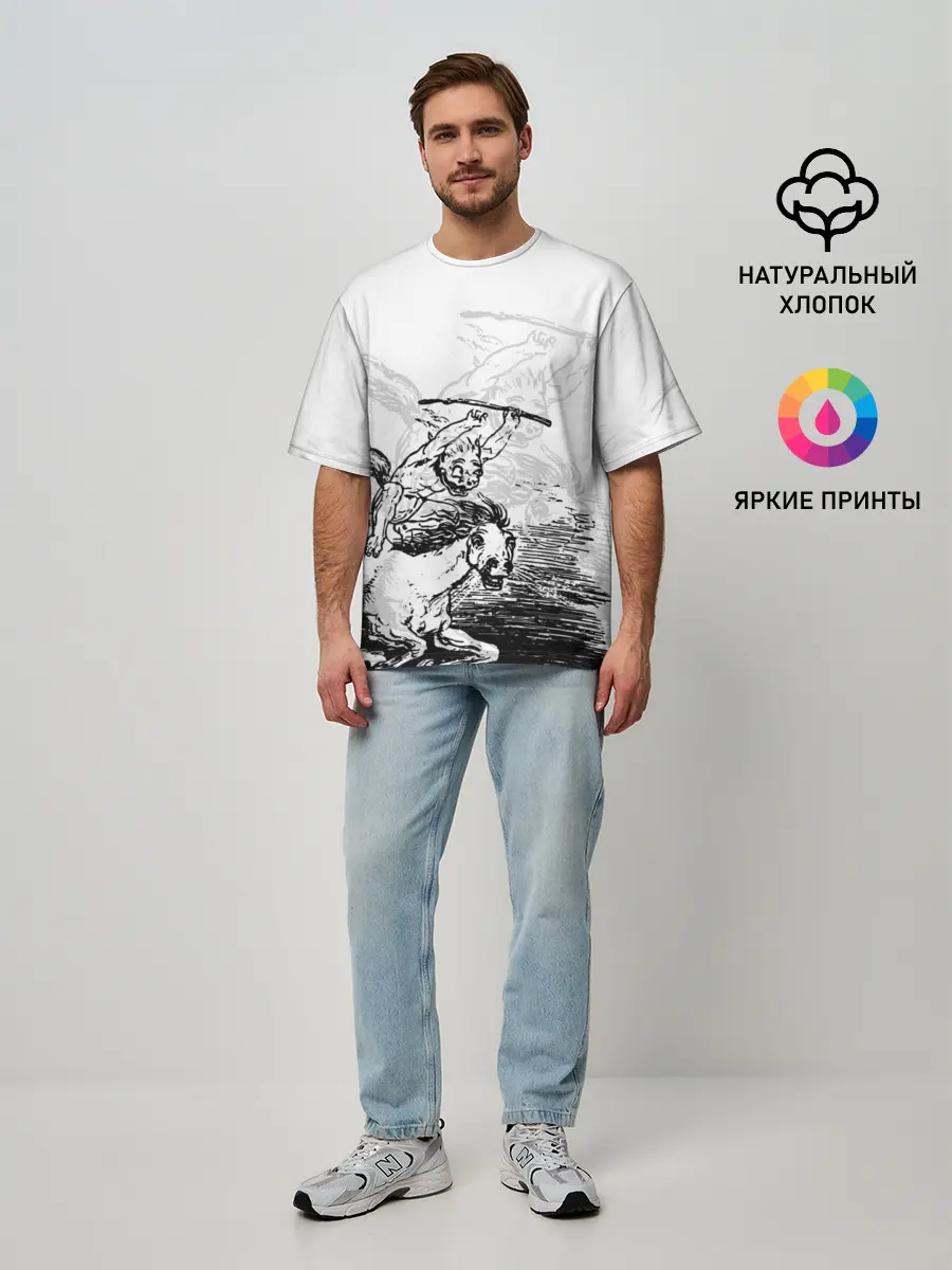 Мужская футболка оверсайз / A demon on a horse