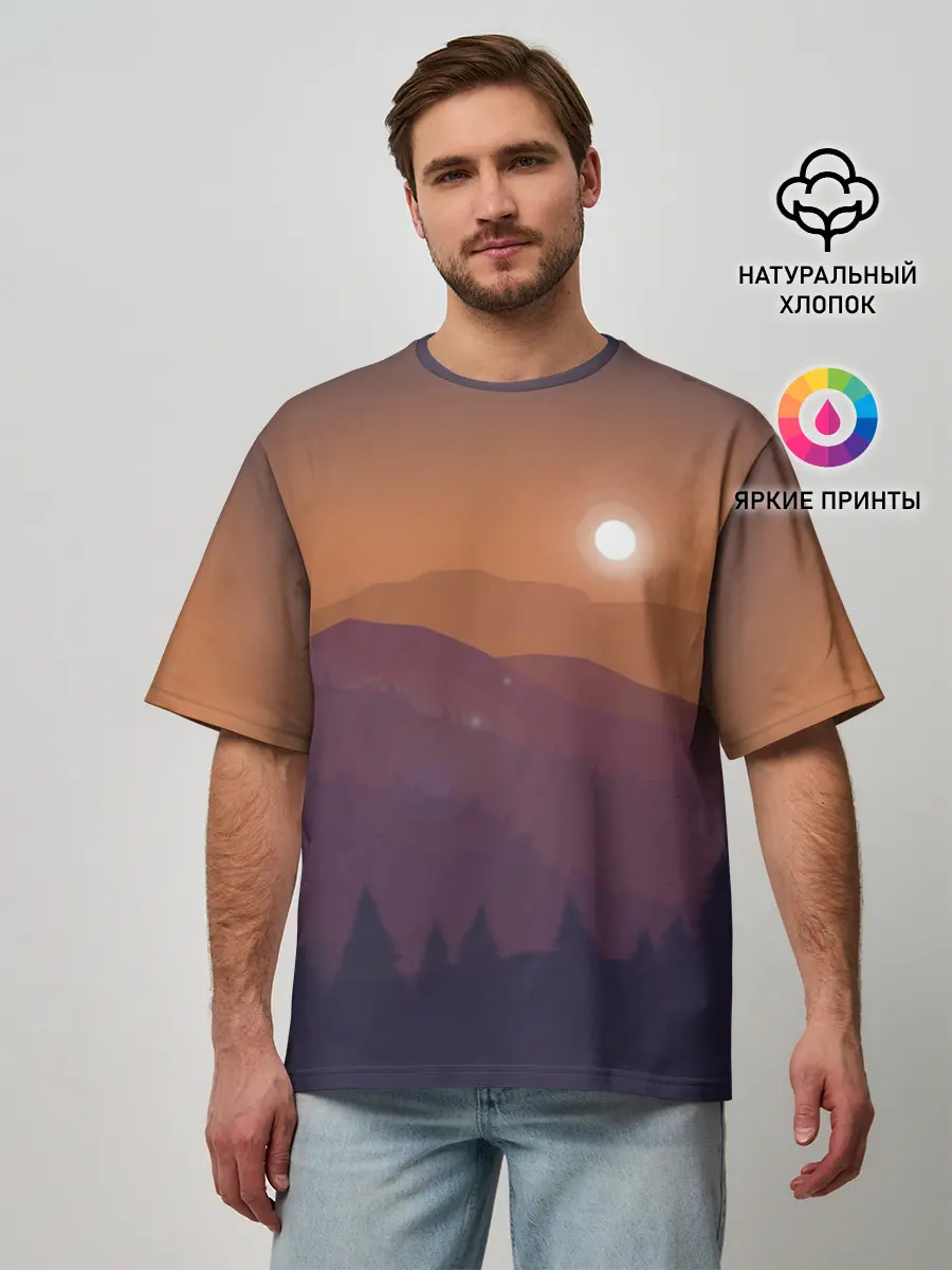 Мужская футболка оверсайз / Горы