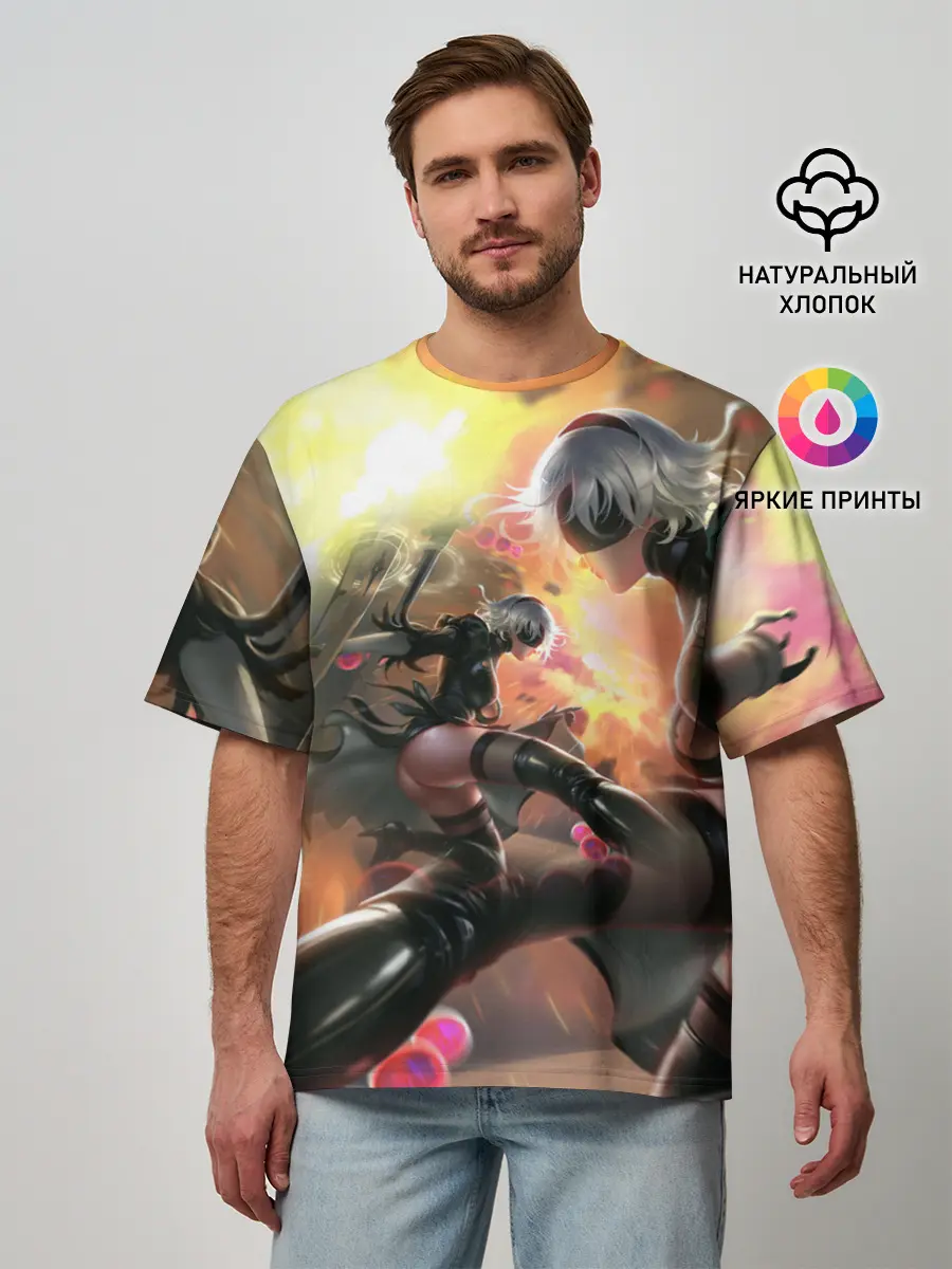 Мужская футболка оверсайз / 2B | Nier Automata