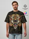 Мужская футболка оверсайз / Тигровый стимпанк