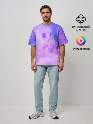 Мужская футболка оверсайз / Пони в облаках