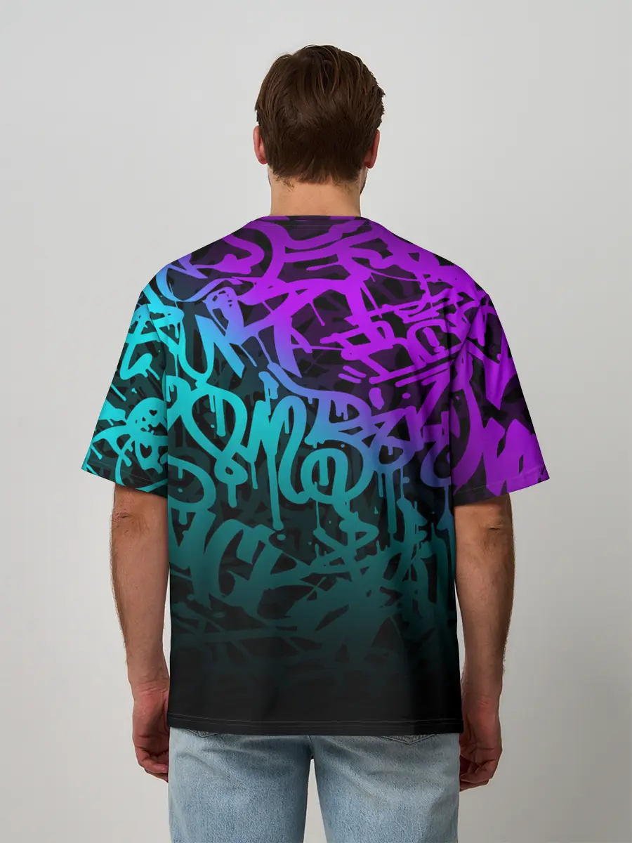 Мужская футболка оверсайз / НЕОНОВОЕ ГРАФФИТИ / NEON