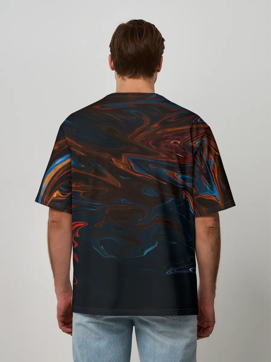 Мужская футболка оверсайз / Абстракция разводы красок