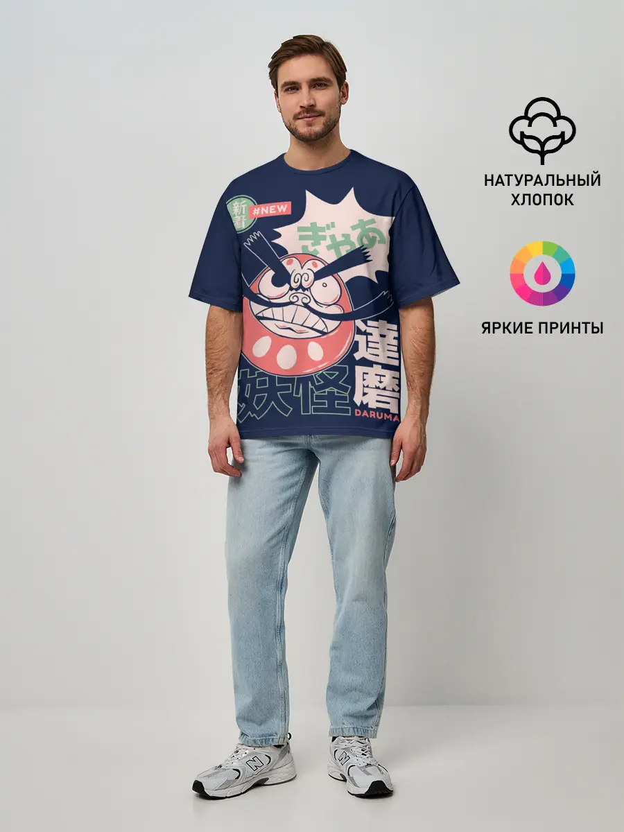 Мужская футболка оверсайз / Anime Daruma Demon Yokai