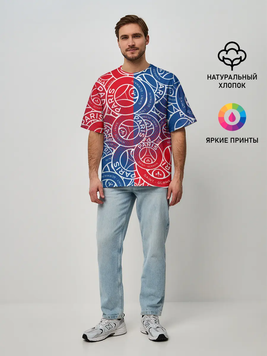 Мужская футболка оверсайз / ФК ПСЖ / PARIS SAINT GERMAIN