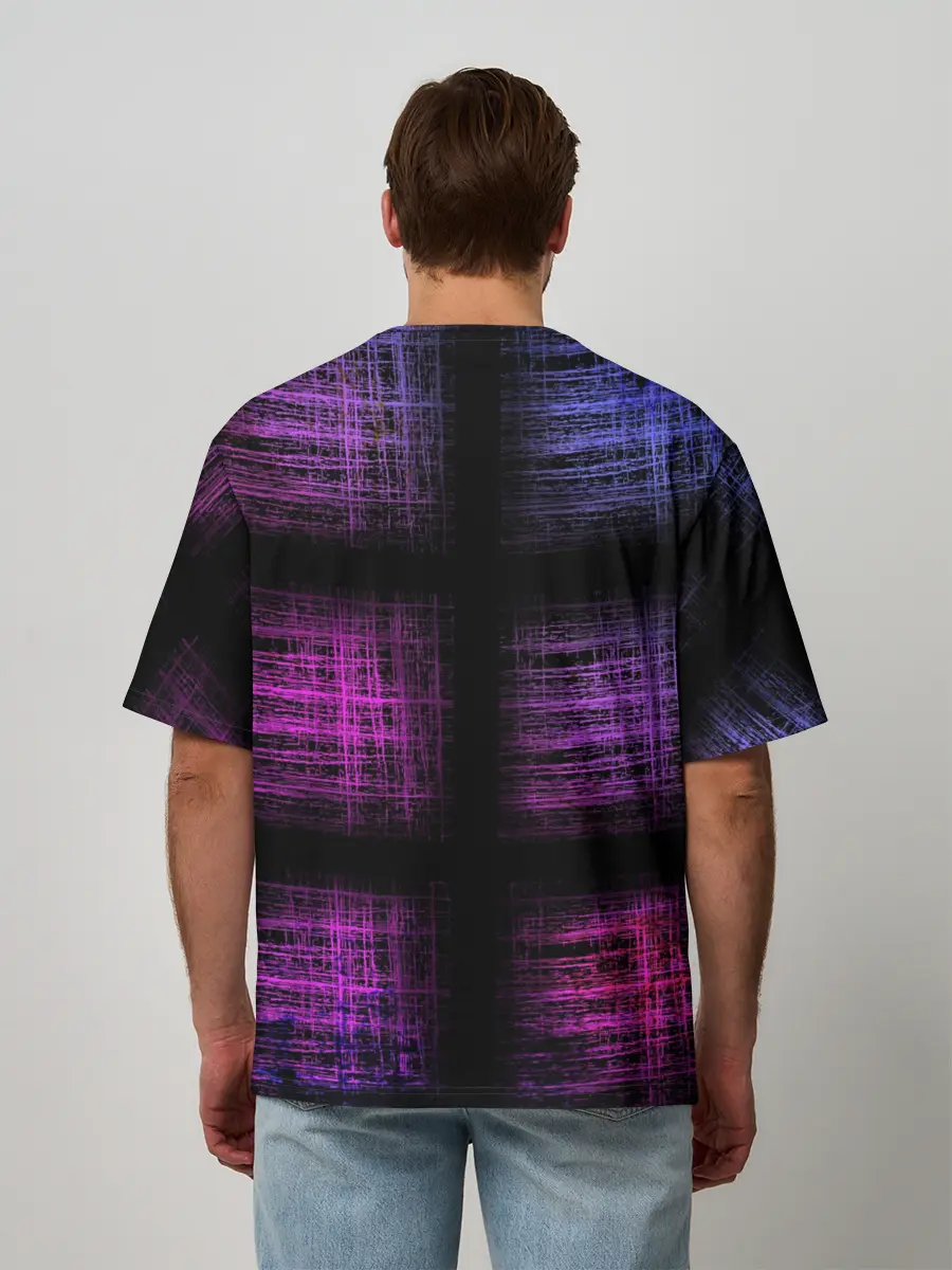 Мужская футболка оверсайз / Неоновая абстракция