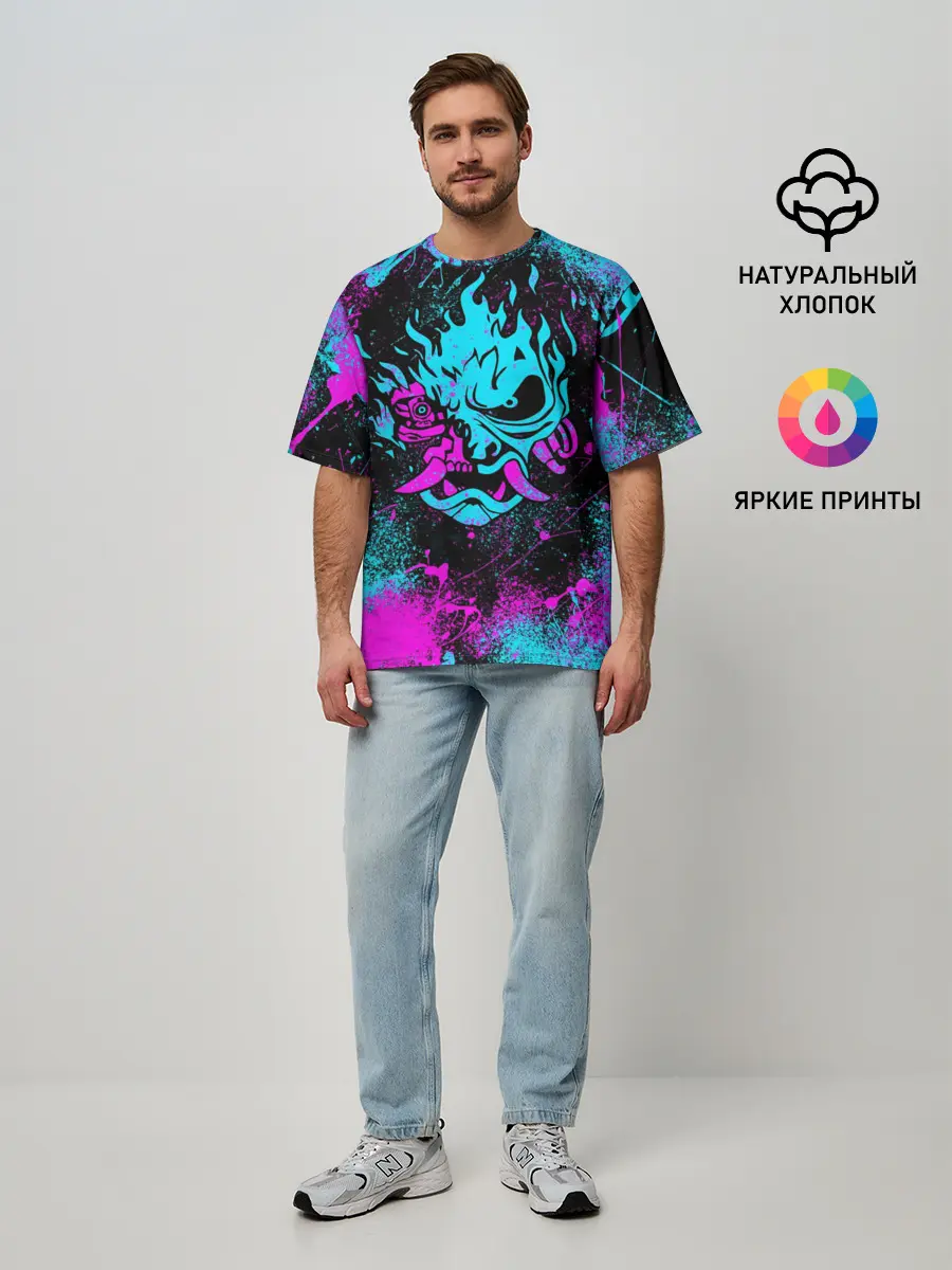 Мужская футболка оверсайз / NEON SAMURAI | НЕОН САМУРАЙ
