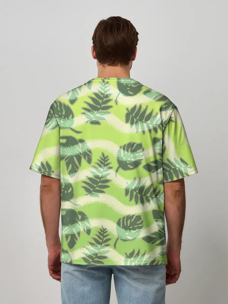 Мужская футболка оверсайз / Тропический фон